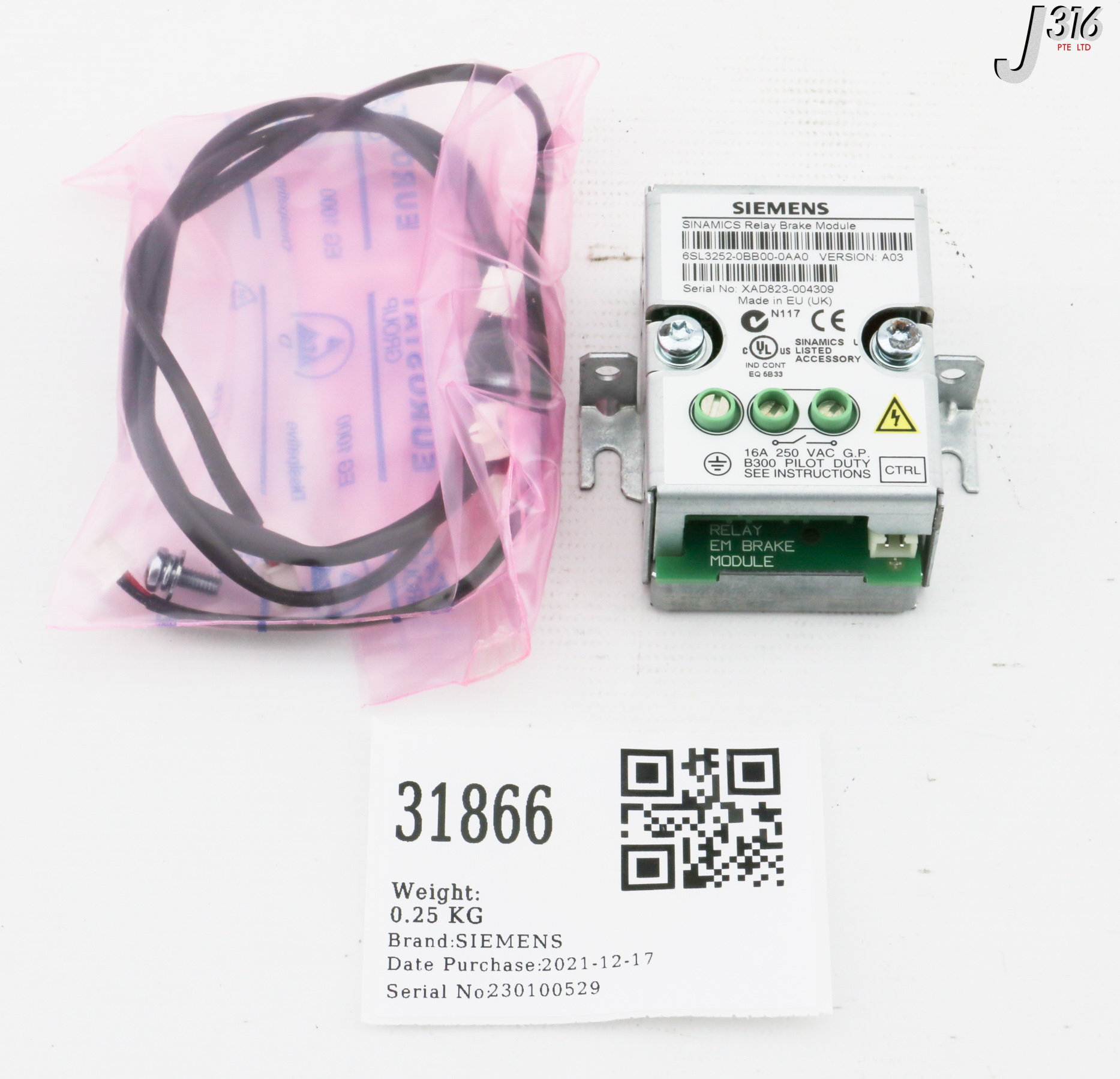 31866 SIEMENS SINAMICS RELAY BRAKE MODULE (NEW) 6SL3252-0BB00-0AA0